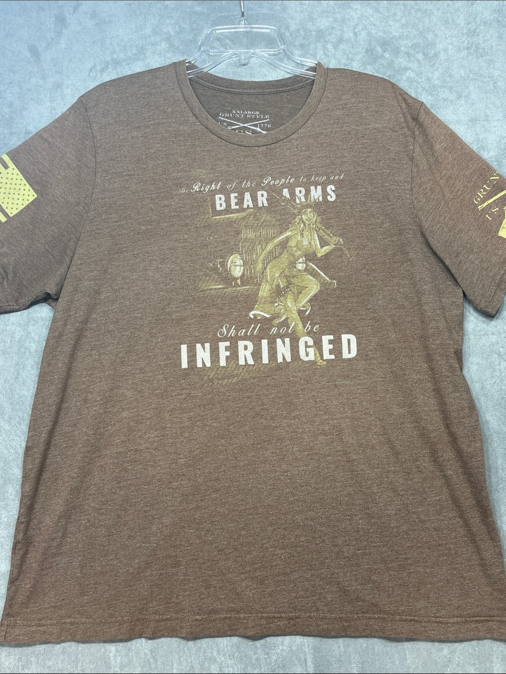 Grunt Style Bear Arms Shall Not Be Infringed T Shirt Men’s XXL Brown